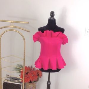 Bebe magenta bustier,pleated size 14